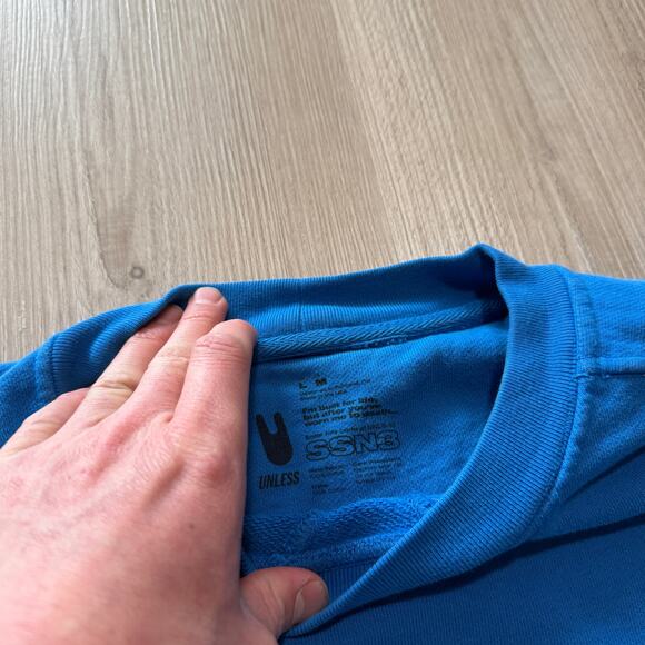 Unless Collective Bright Blue Lux Terry Crewneck Pullover Sweatshirt Sz Large - Picture 4 of 5